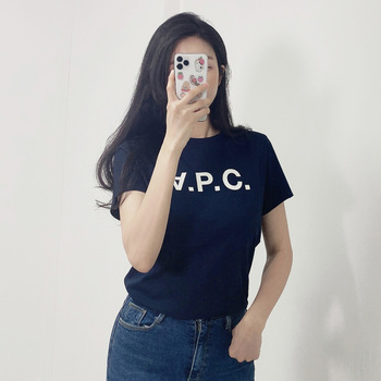 22SS VPC 벨벳 로고 티셔츠 네이비