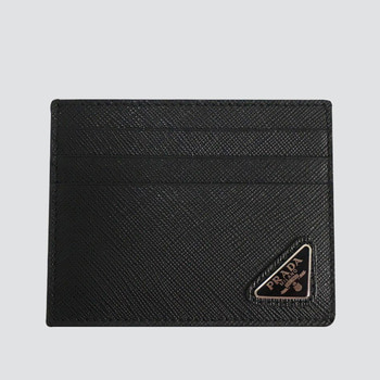 23S/S 사피아노 트라이앵글 로고 카드 지갑 블랙 2MC223